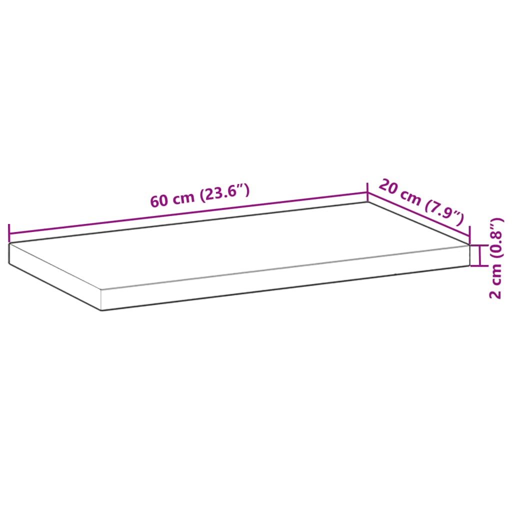 Ploča stola 60x20x2 cm Pravokutna Masivna Drvena Akacija