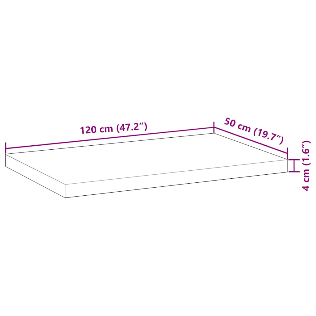 Stolna ploča 120x50x4 cm pravokutna od masivnog drva bagrema
