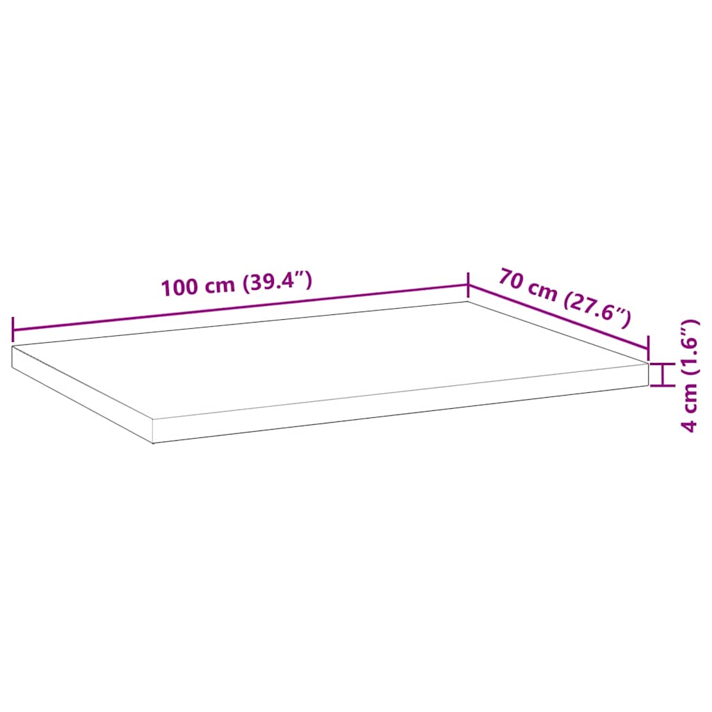 Stolna ploča 100x70x4 cm pravokutna od masivnog drva bagrema