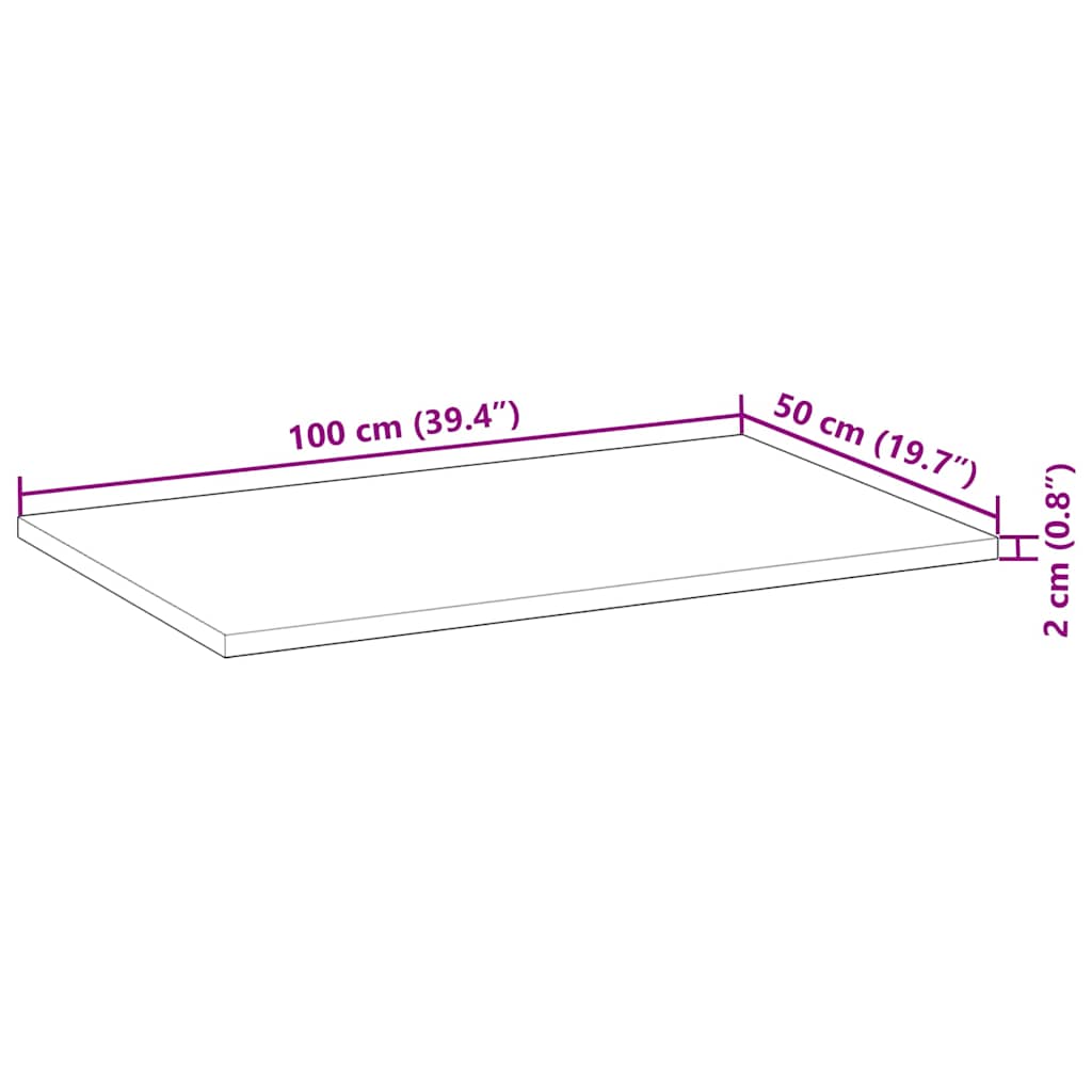 Stolna ploča 100x50x2 cm pravokutna od masivnog drva bagrema