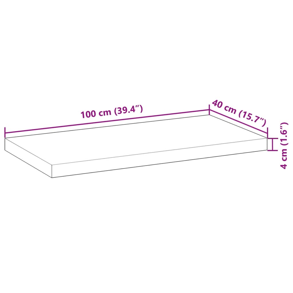 Stolna ploča 100x40x4 cm pravokutna od masivnog drva bagrema