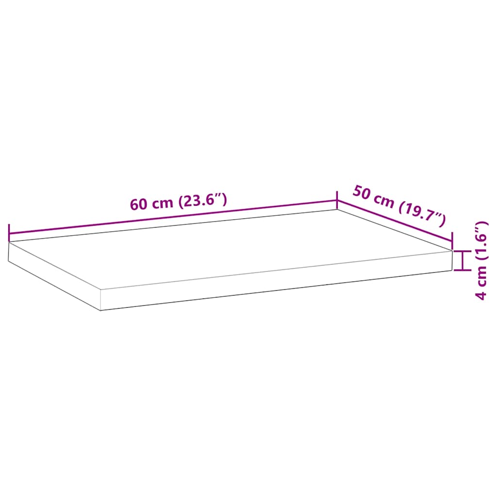 Stolna ploča 60 x 50 x 4 cm pravokutna od masivnog drva bagrema