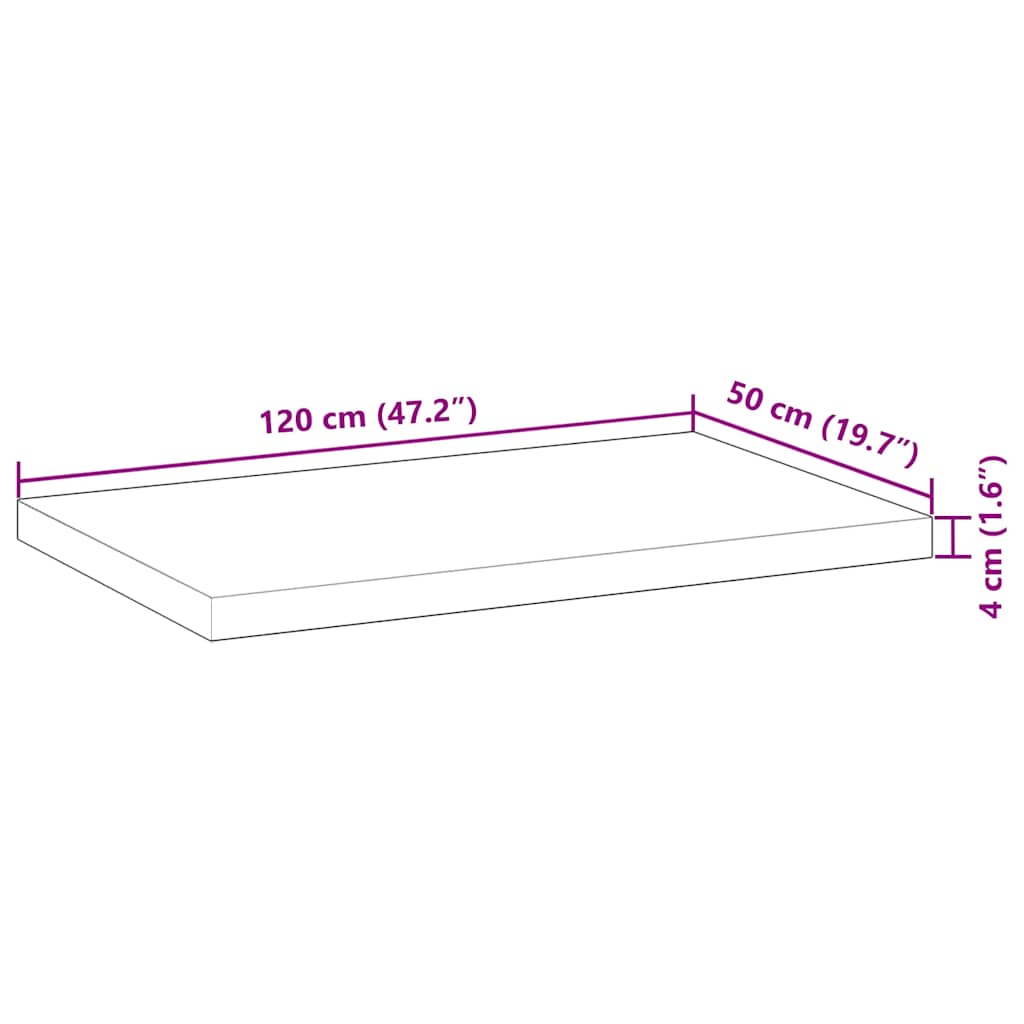 Stolna ploča 120x50x4 cm pravokutna od masivnog drva bagrema