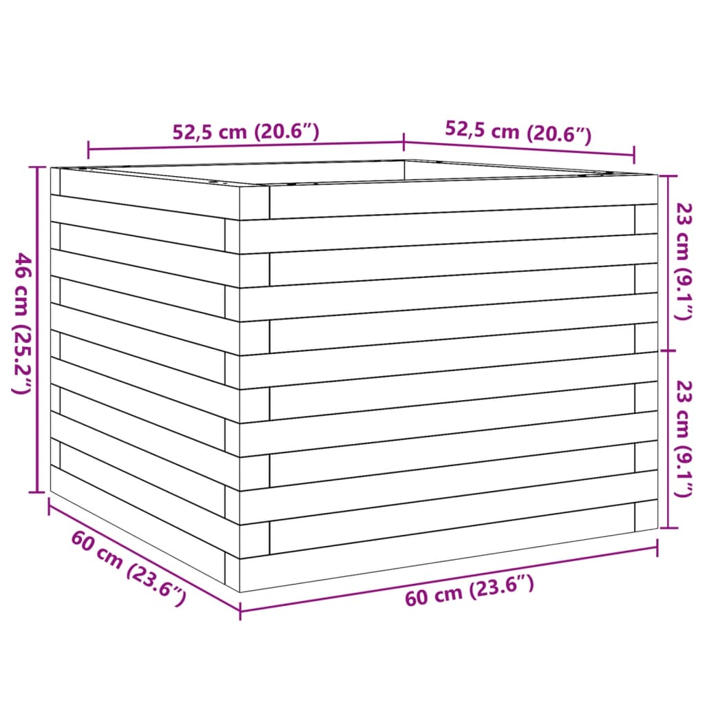 Vrtna sadilica bijela 60x60x46 cm od masivne borovine