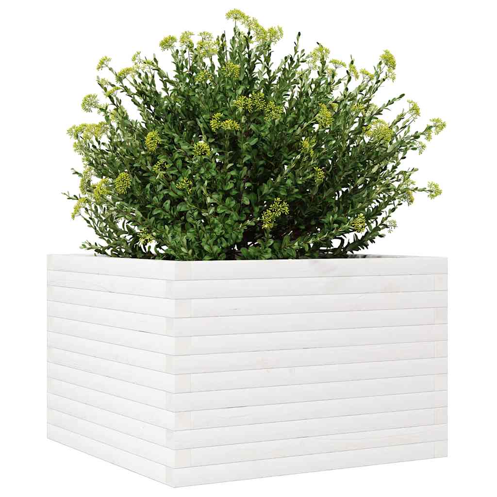 Vrtna sadilica bijela 70x70x46 cm od masivne borovine