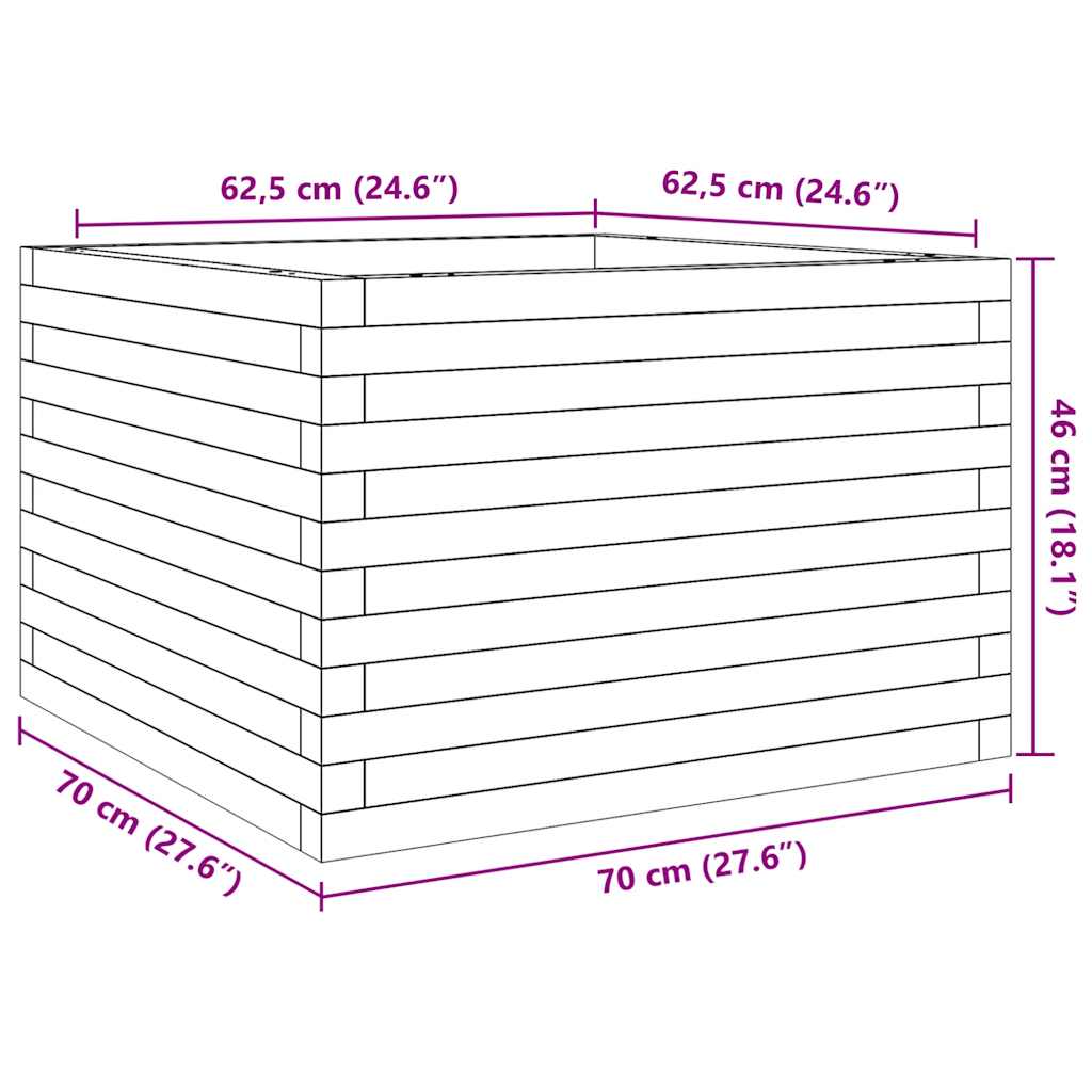 Vrtna sadilica bijela 70x70x46 cm od masivne borovine
