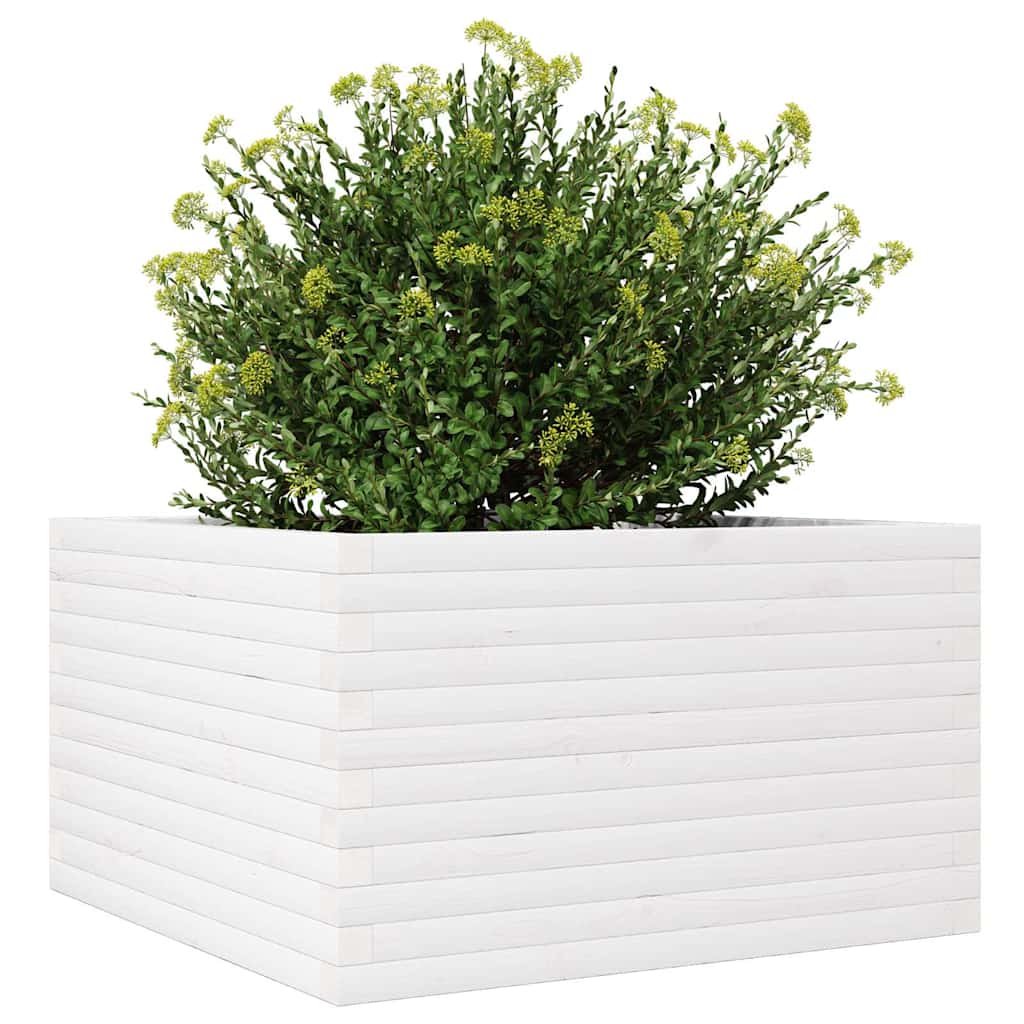 Vrtna sadilica bijela 80x80x46 cm od masivne borovine