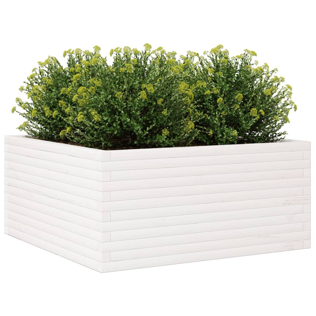 Vrtna sadilica bijela 100x100x46 cm od masivne borovine