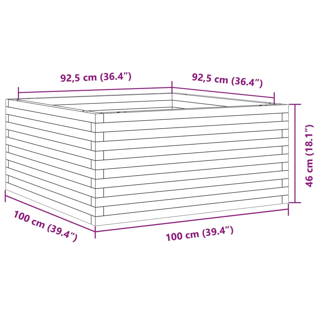 Vrtna sadilica voštano smeđe boje 100x100x46 cm od borovine
