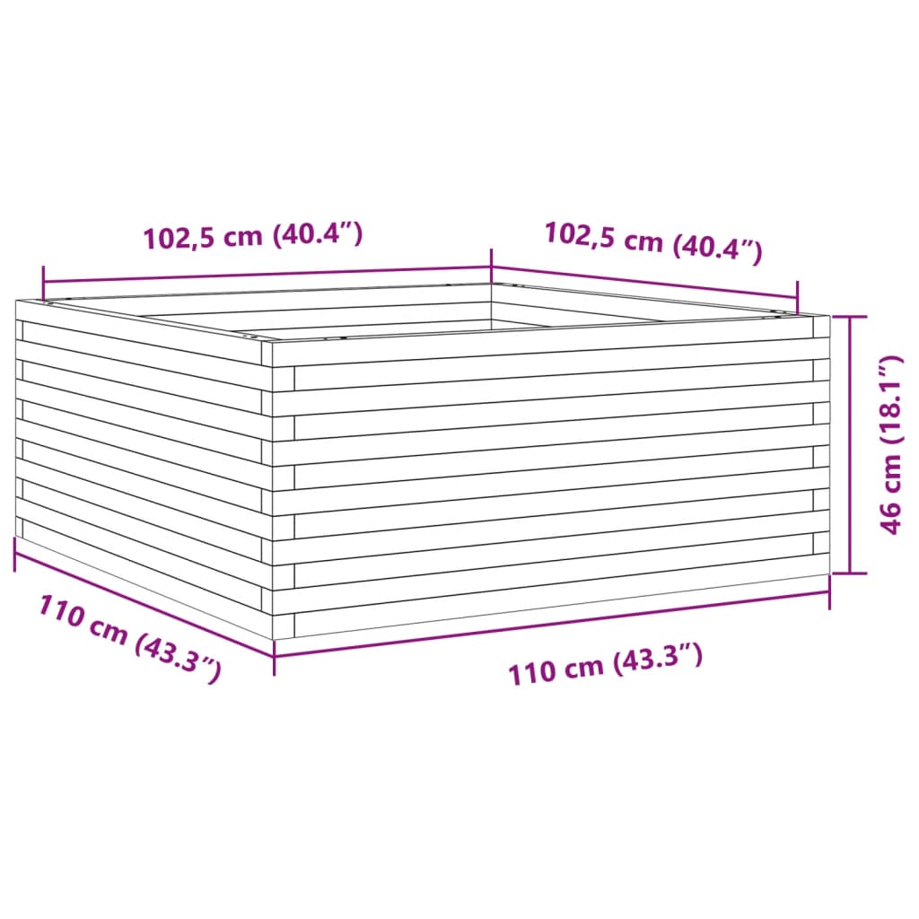 Vrtna sadilica voštano smeđe boje 110x110x46 cm od borovine