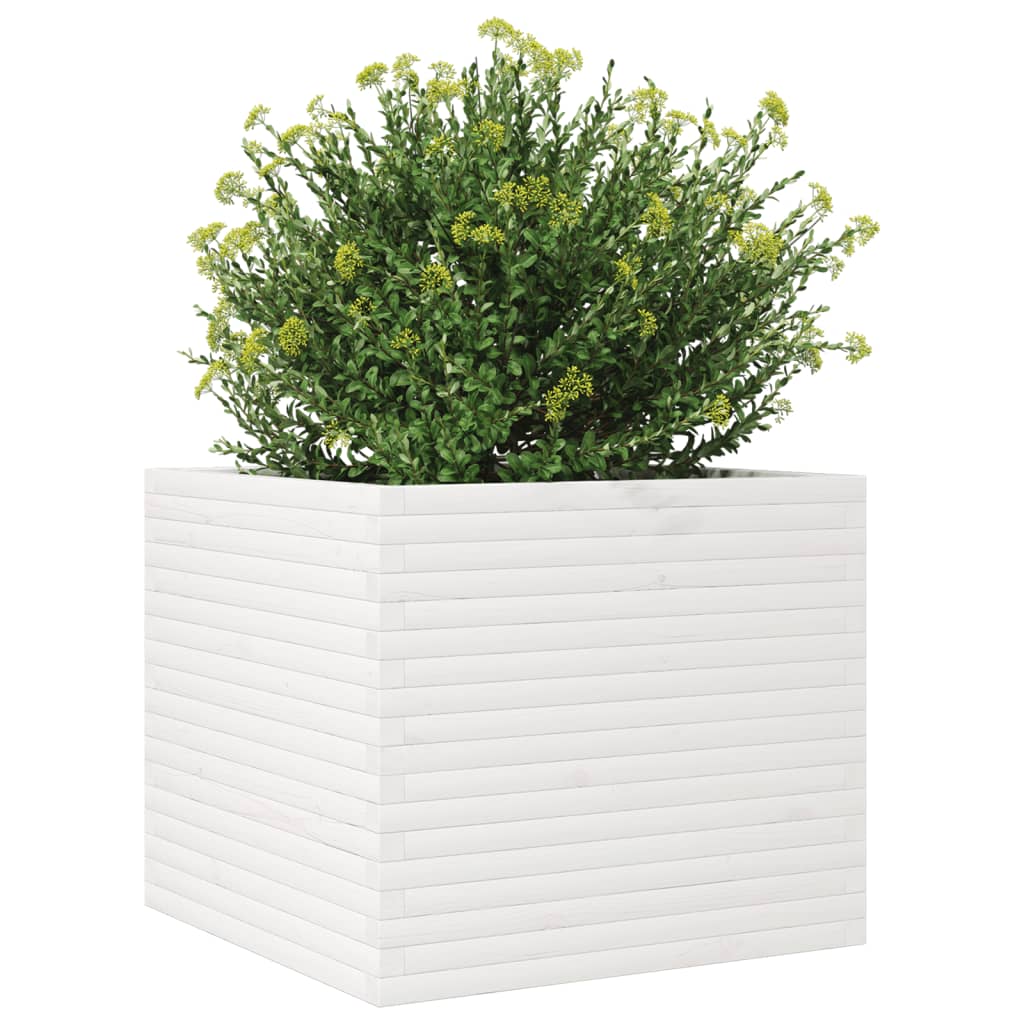 Vrtna sadilica bijela 80x80x68,5 cm od masivne borovine