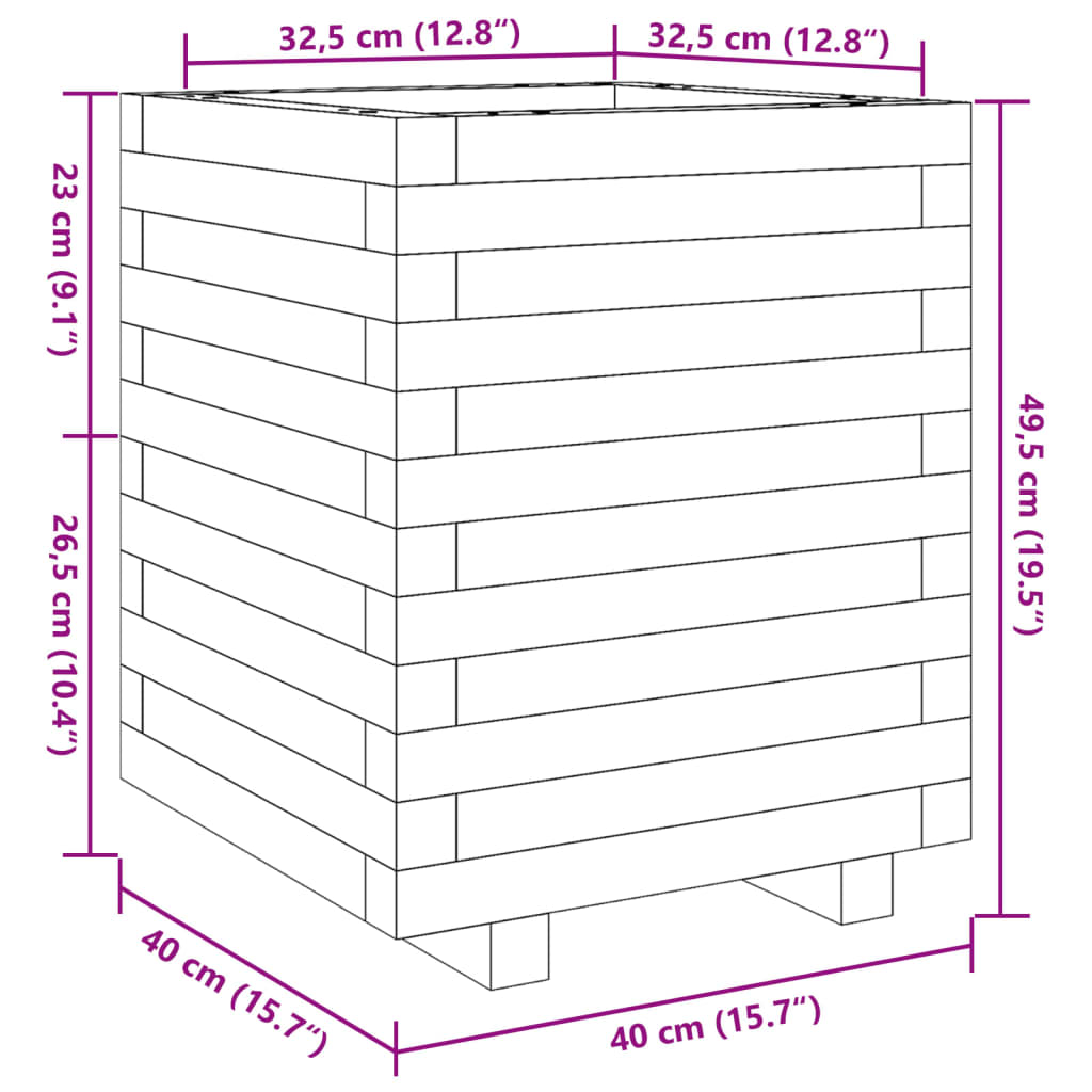 Vrtna sadilica 40x40x49,5 cm od masivne duglazije