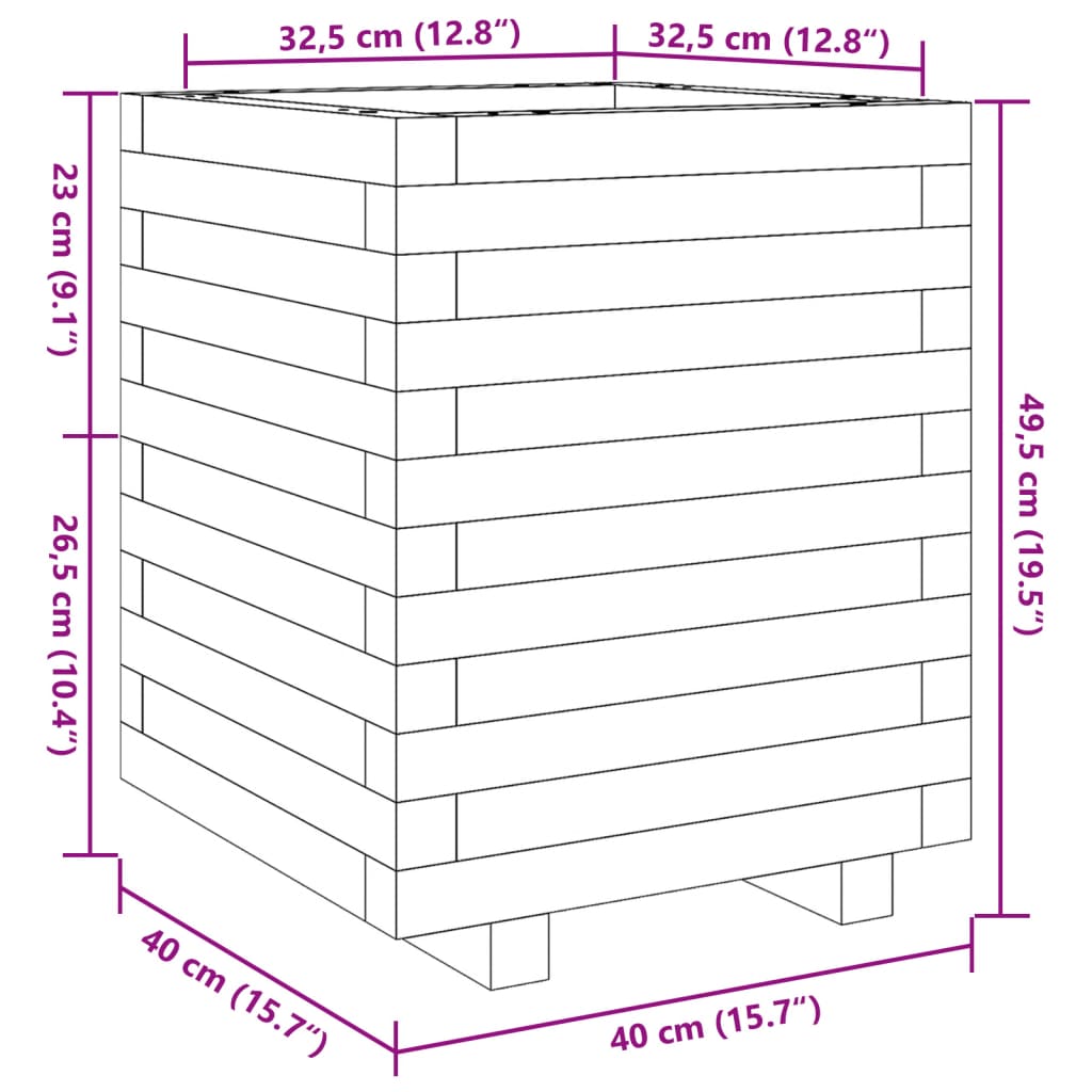Vrtna sadilica 40x40x49,5 cm od impregnirane borovine