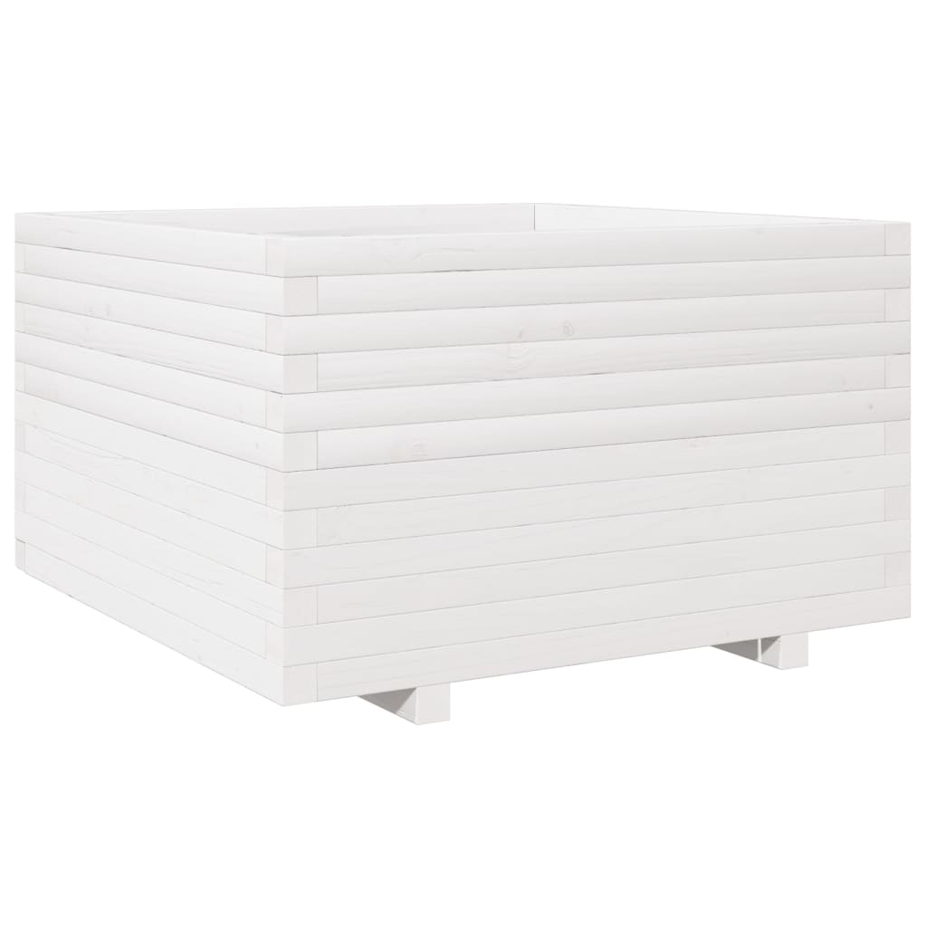 Vrtna sadilica bijela 80x80x49,5 cm od masivne borovine