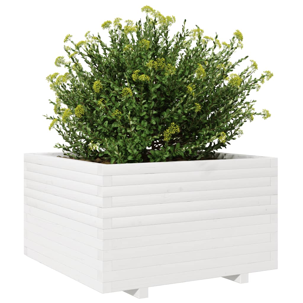 Vrtna sadilica bijela 80x80x49,5 cm od masivne borovine