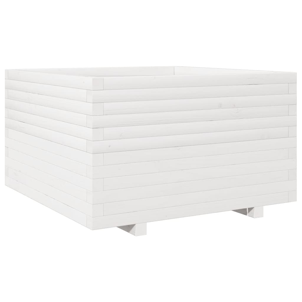 Vrtna sadilica bijela 80x80x49,5 cm od masivne borovine