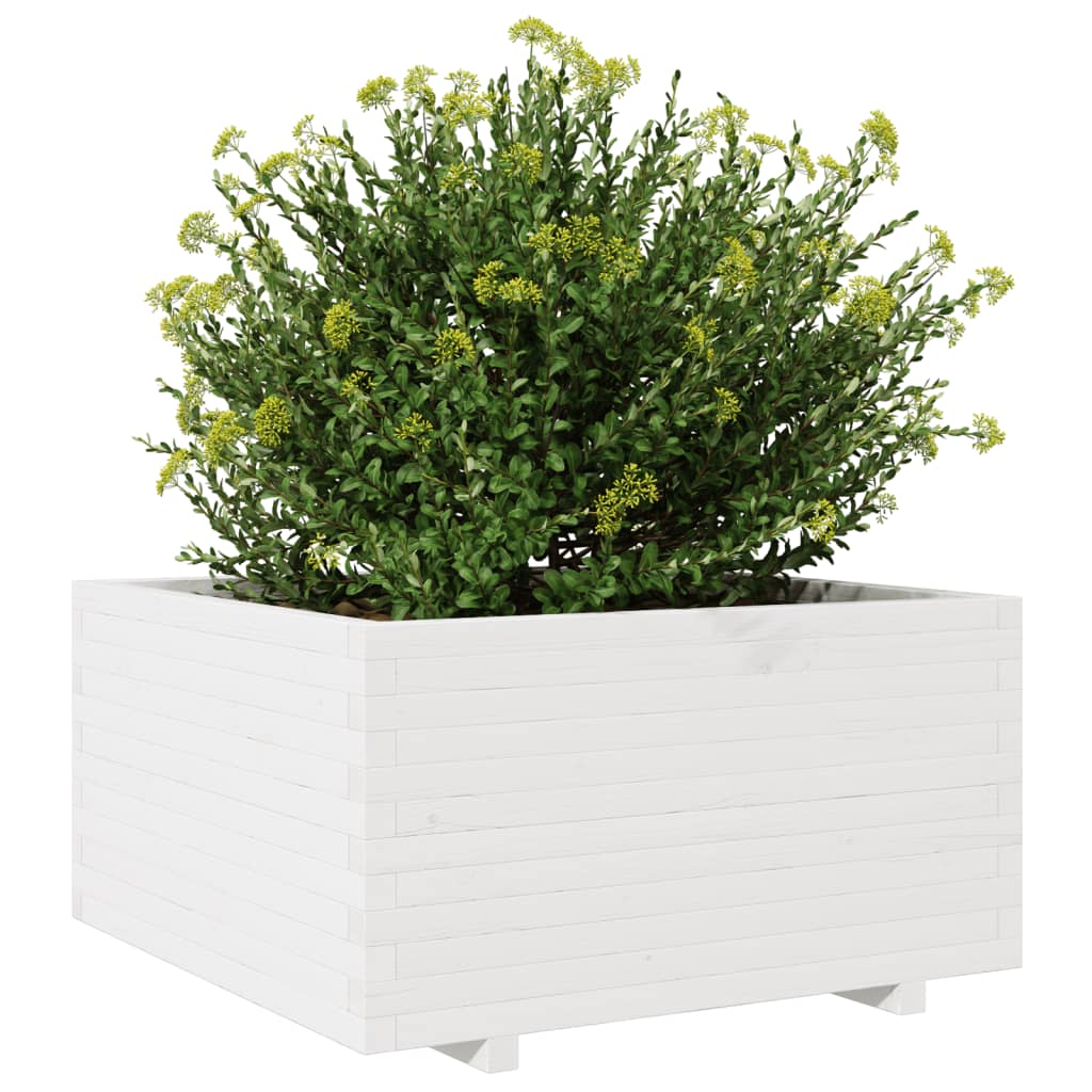 Vrtna sadilica bijela 90x90x49,5 cm od masivne borovine