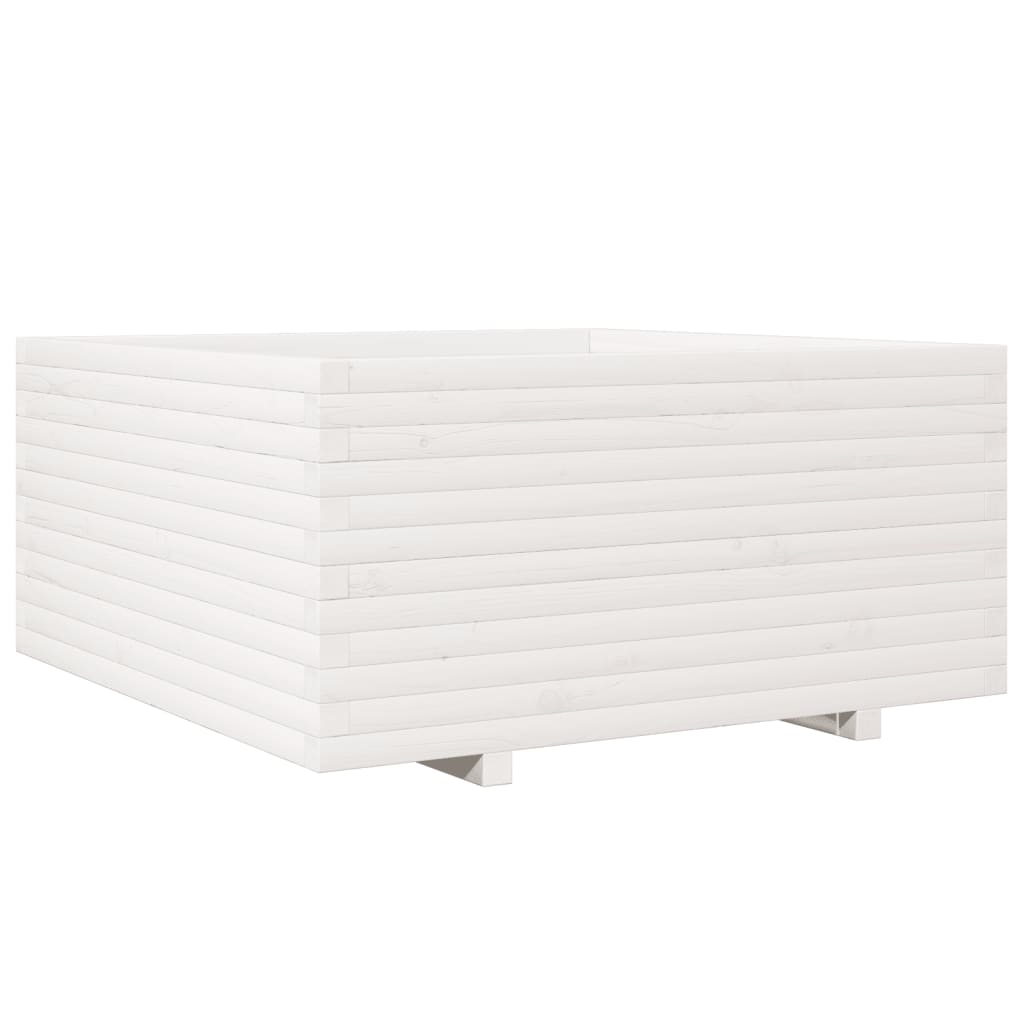 Vrtna sadilica bijela 100x100x49,5 cm od masivne borovine