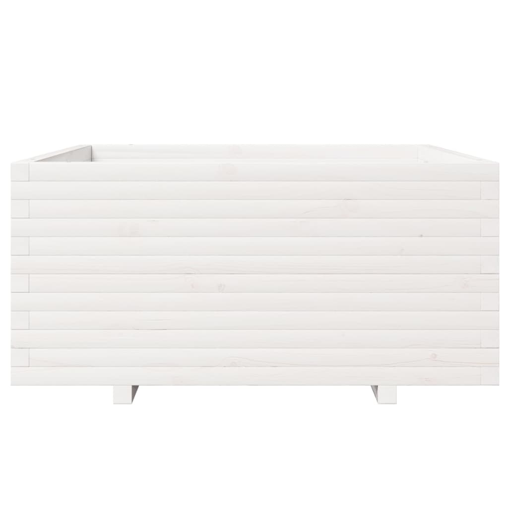 Vrtna sadilica bijela 100x100x49,5 cm od masivne borovine
