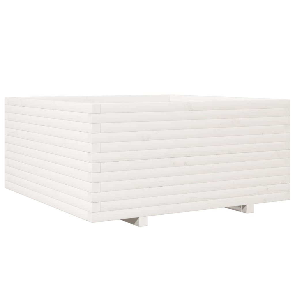 Vrtna sadilica bijela 100x100x49,5 cm od masivne borovine