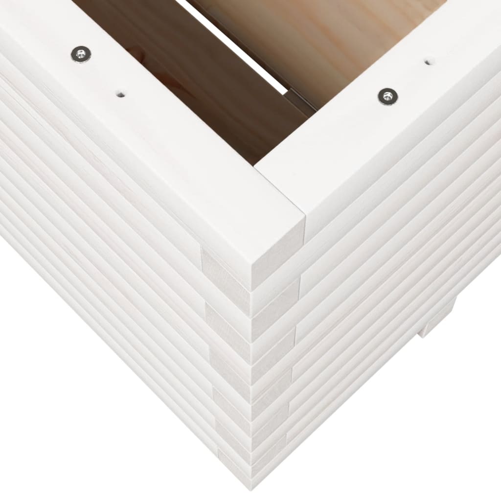 Vrtna sadilica bijela 100x100x49,5 cm od masivne borovine