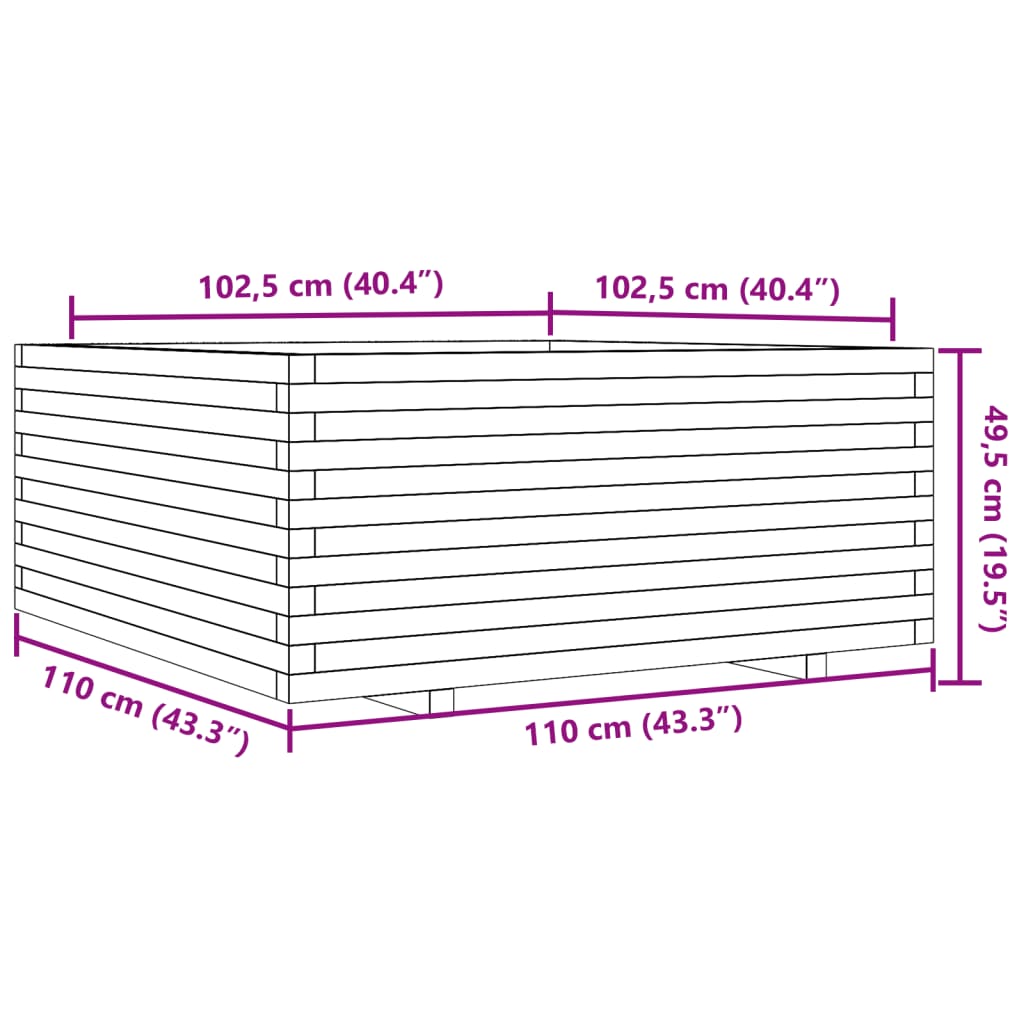 Vrtna sadilica 110x110x49,5 cm od masivnog drva duglazije