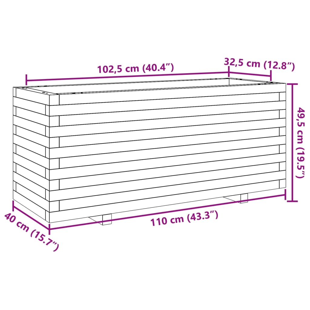 Vrtna sadilica voštano smeđe boje 110x40x49,5 cm od borovine