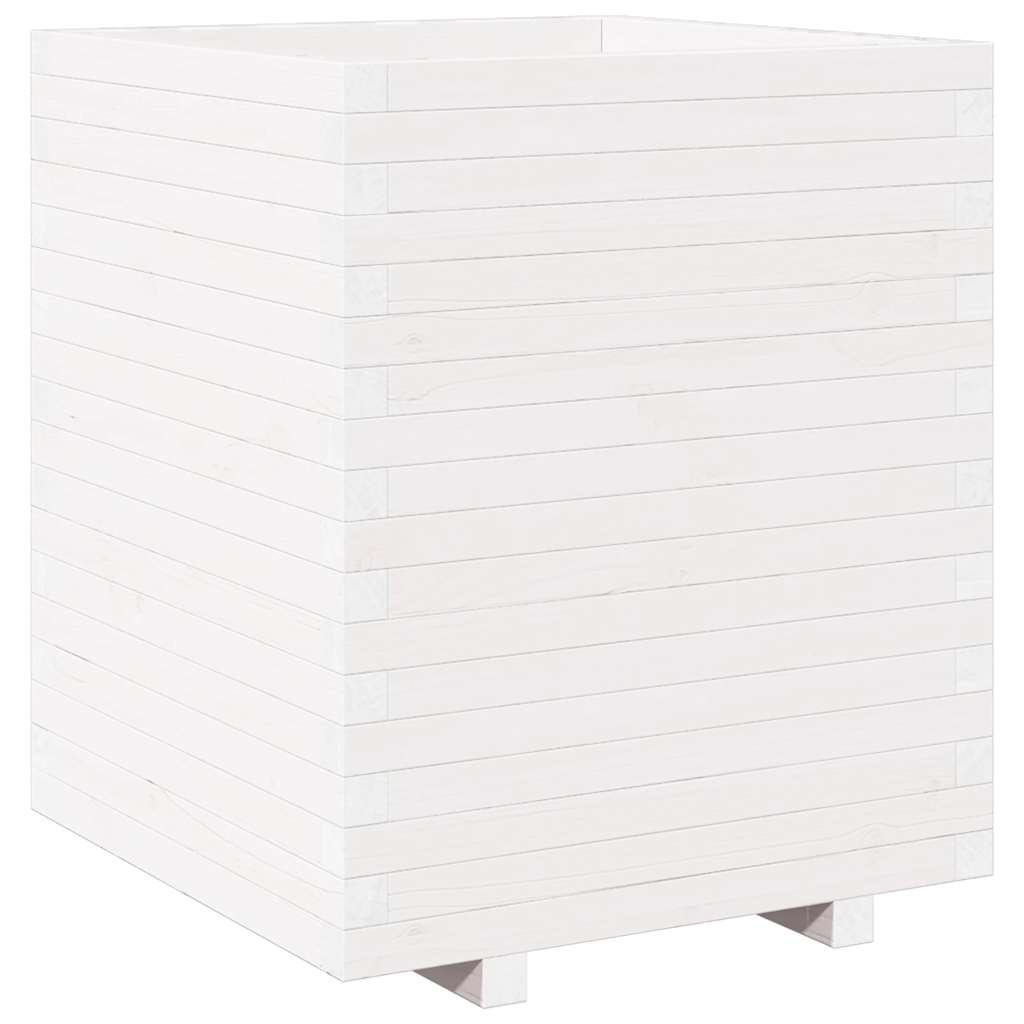 Vrtna sadilica bijela 60x60x72,5 cm od masivne borovine