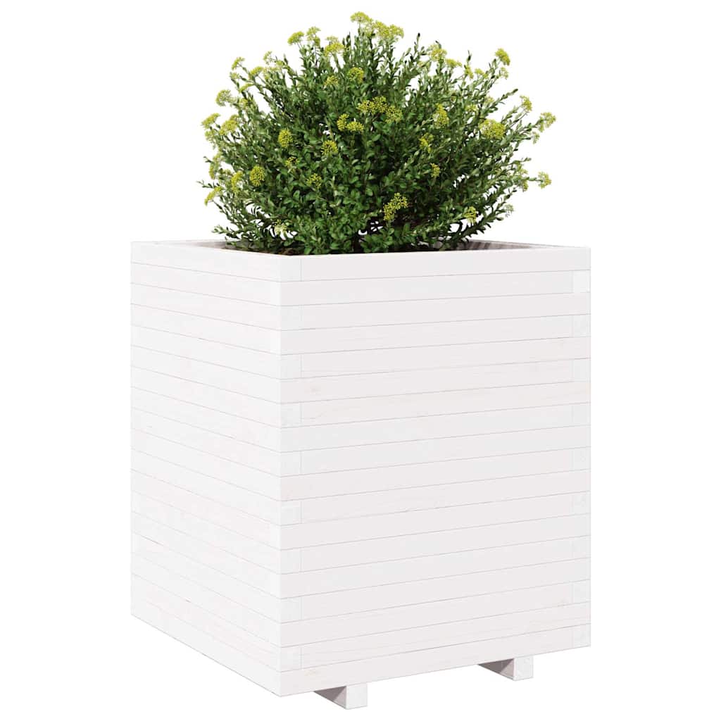 Vrtna sadilica bijela 60x60x72,5 cm od masivne borovine