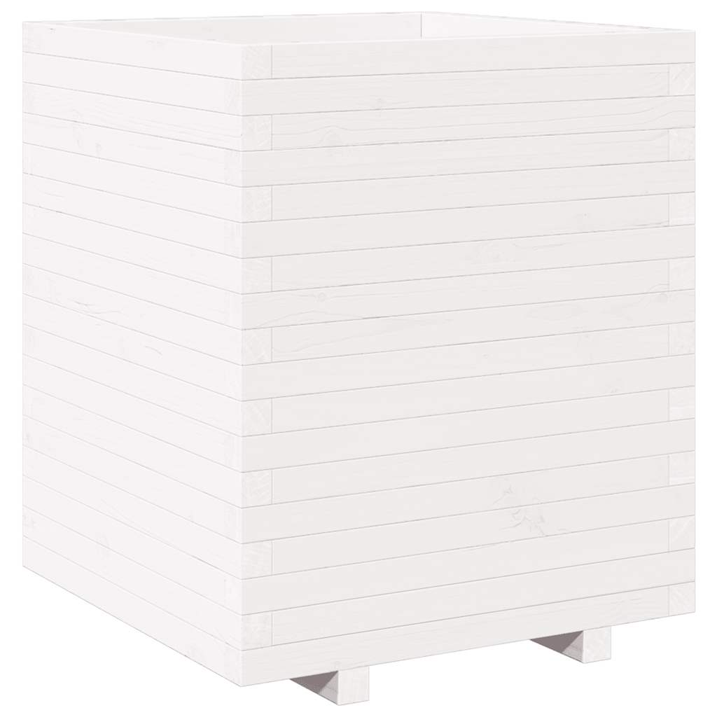 Vrtna sadilica bijela 60x60x72,5 cm od masivne borovine