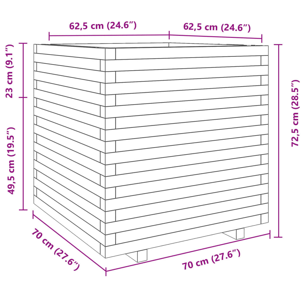 Vrtna sadilica voštano smeđe boje 70x70x72,5 cm od borovine