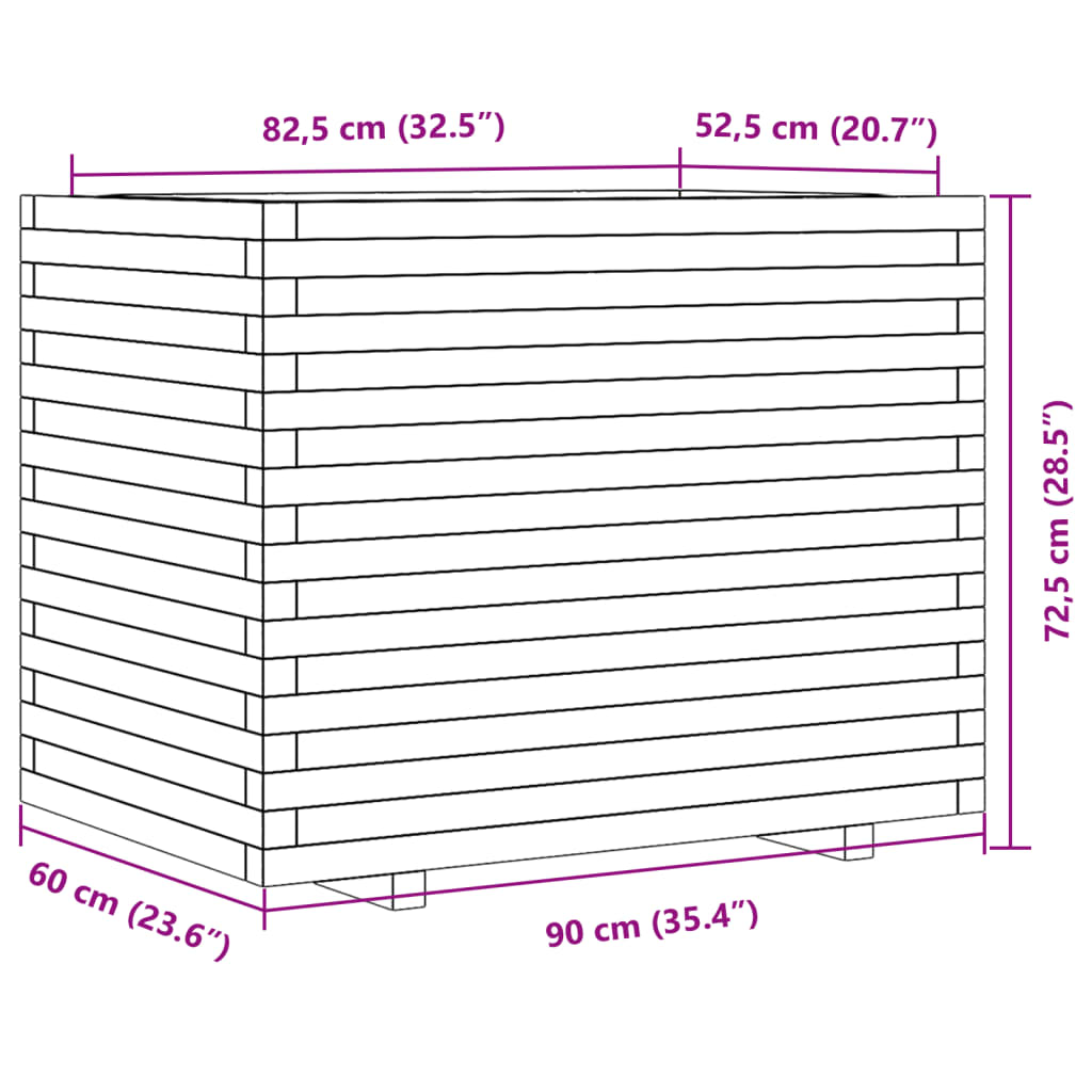 Vrtna sadilica bijela 90x60x72,5 cm od masivne borovine