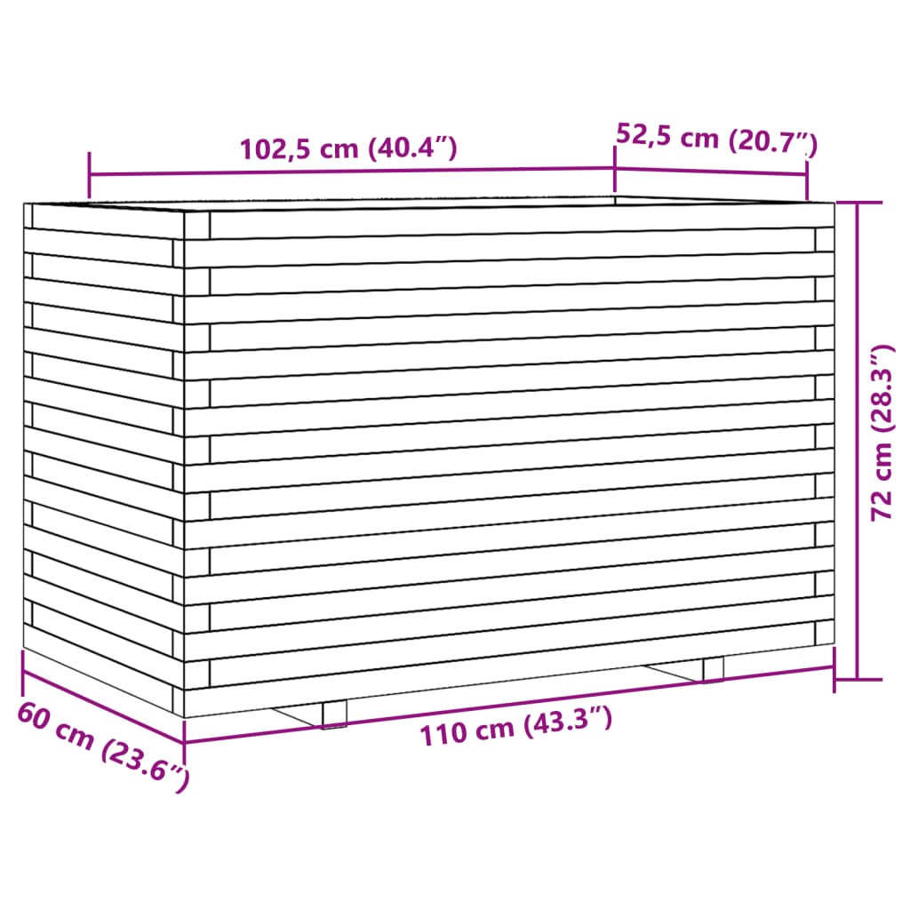 Vrtna sadilica voštano smeđe boje 110 x 60 x 72 cm od borovine