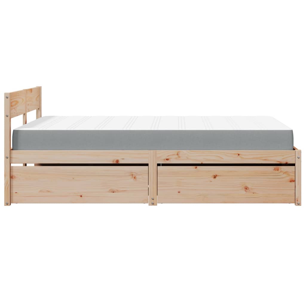 Krevet s ladicama i madracem 140 x 190 cm od masivne borovine
