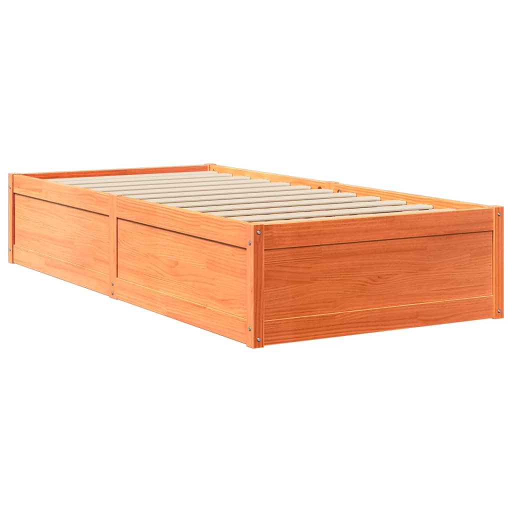 Krevet s madracem voštano smeđi 100x200 cm od masivne borovine