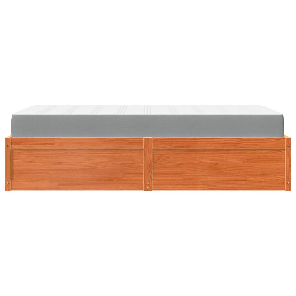 Krevet s madracem voštano smeđi 100x200 cm od masivne borovine