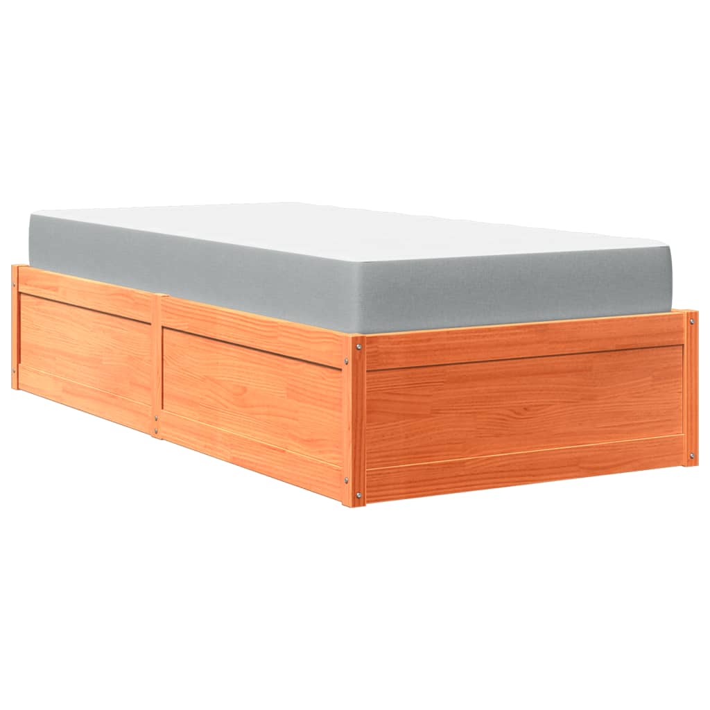 Krevet s madracem voštano smeđi 100x200 cm od masivne borovine