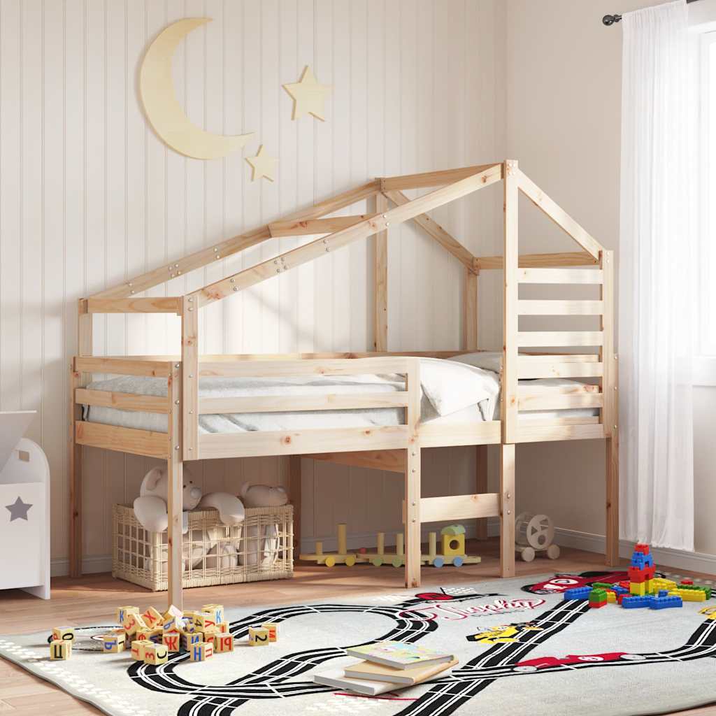 Visoki krevet s krovom 75 x 190 cm od masivne borovine