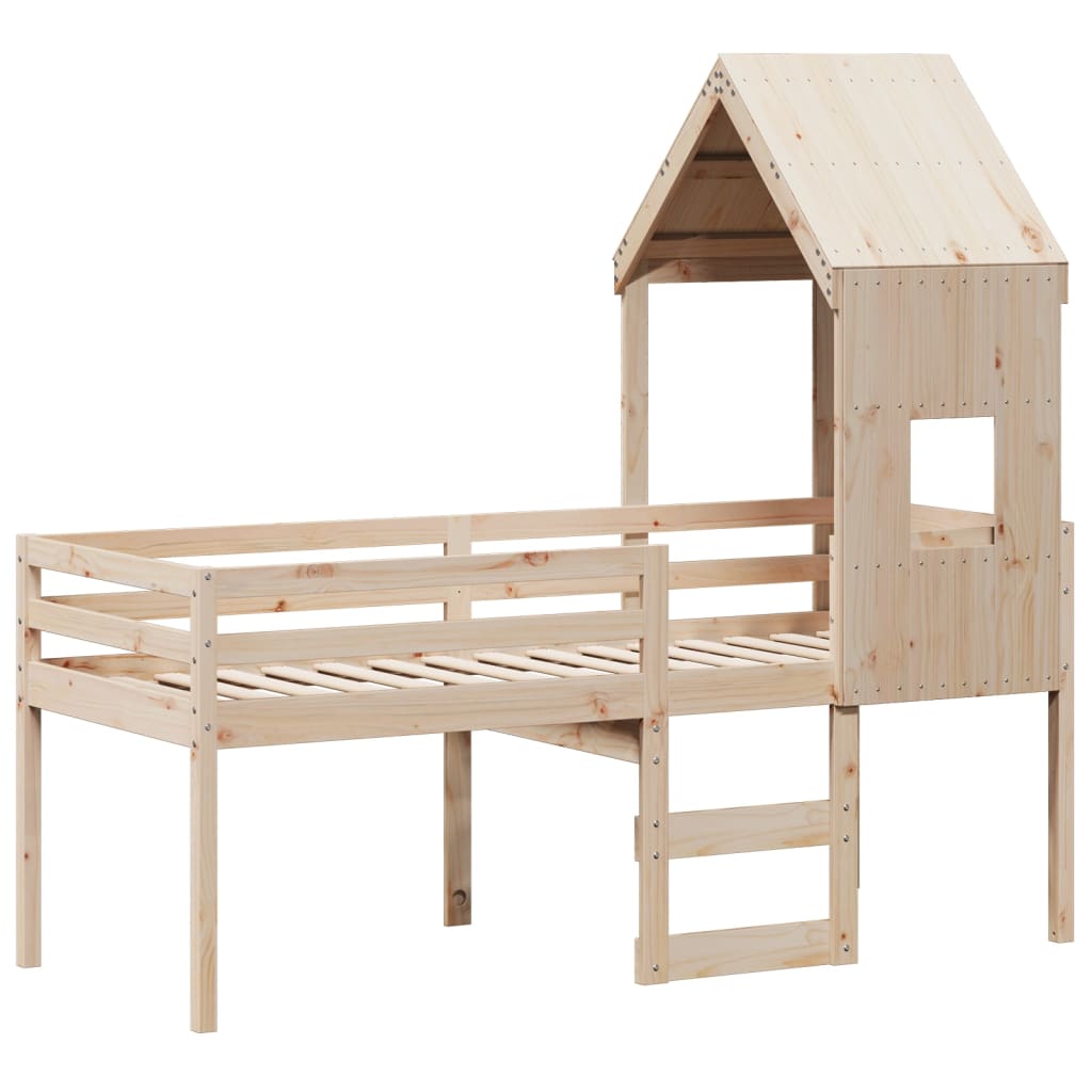 Visoki krevet s krovom 90 x 200 cm od masivne borovine