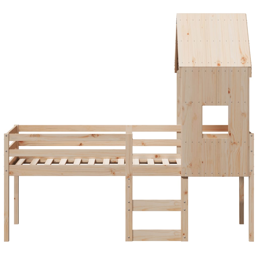 Visoki krevet s krovom 90 x 200 cm od masivne borovine