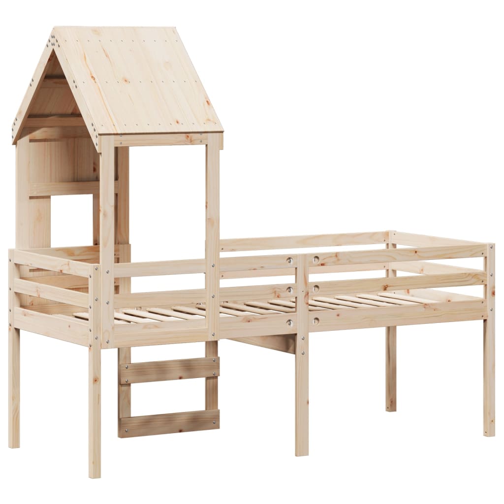 Visoki krevet s krovom 90 x 200 cm od masivne borovine