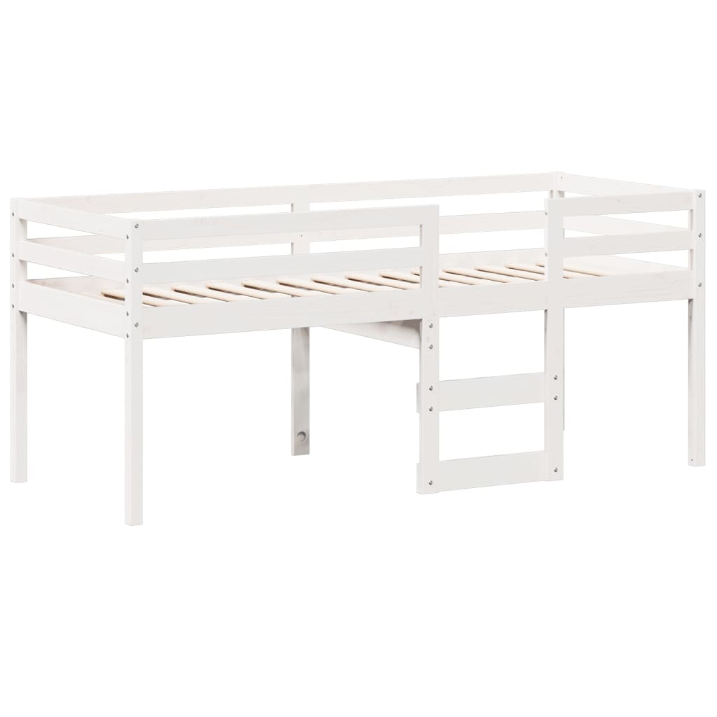 Visoki krevet s krovom bijeli 90 x 200 cm od masivne borovine