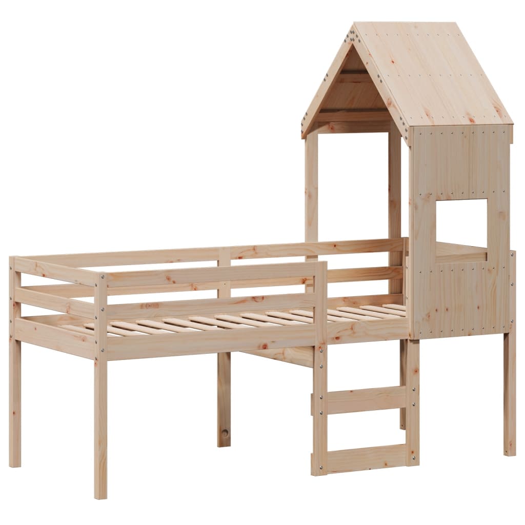 Visoki krevet s krovom 75 x 190 cm od masivne borovine