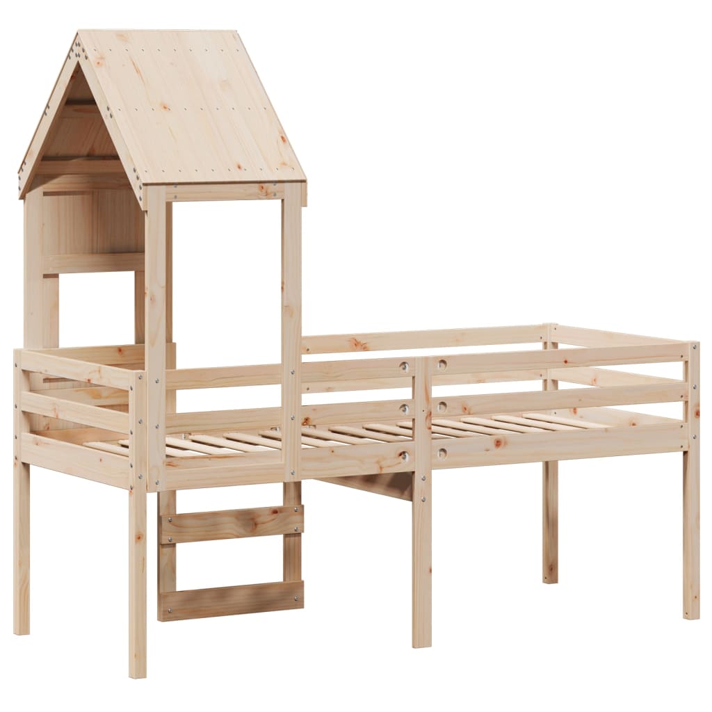 Visoki krevet s krovom 75 x 190 cm od masivne borovine