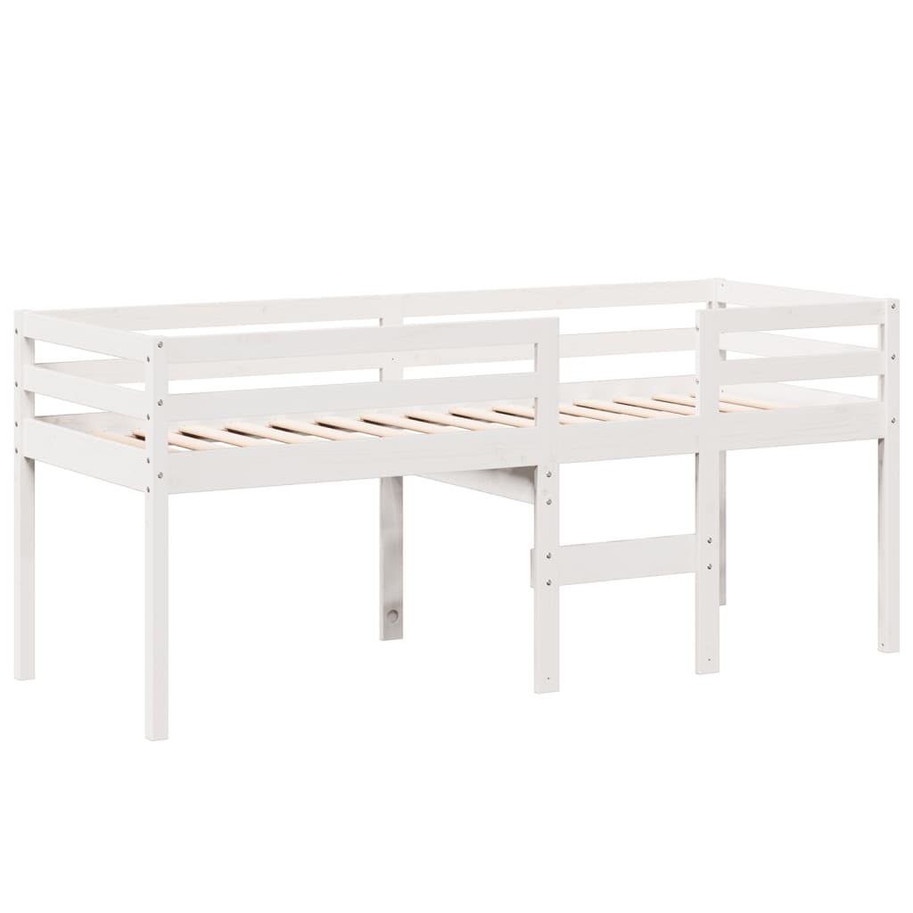Visoki krevet s krovom bijeli 90 x 200 cm od masivne borovine
