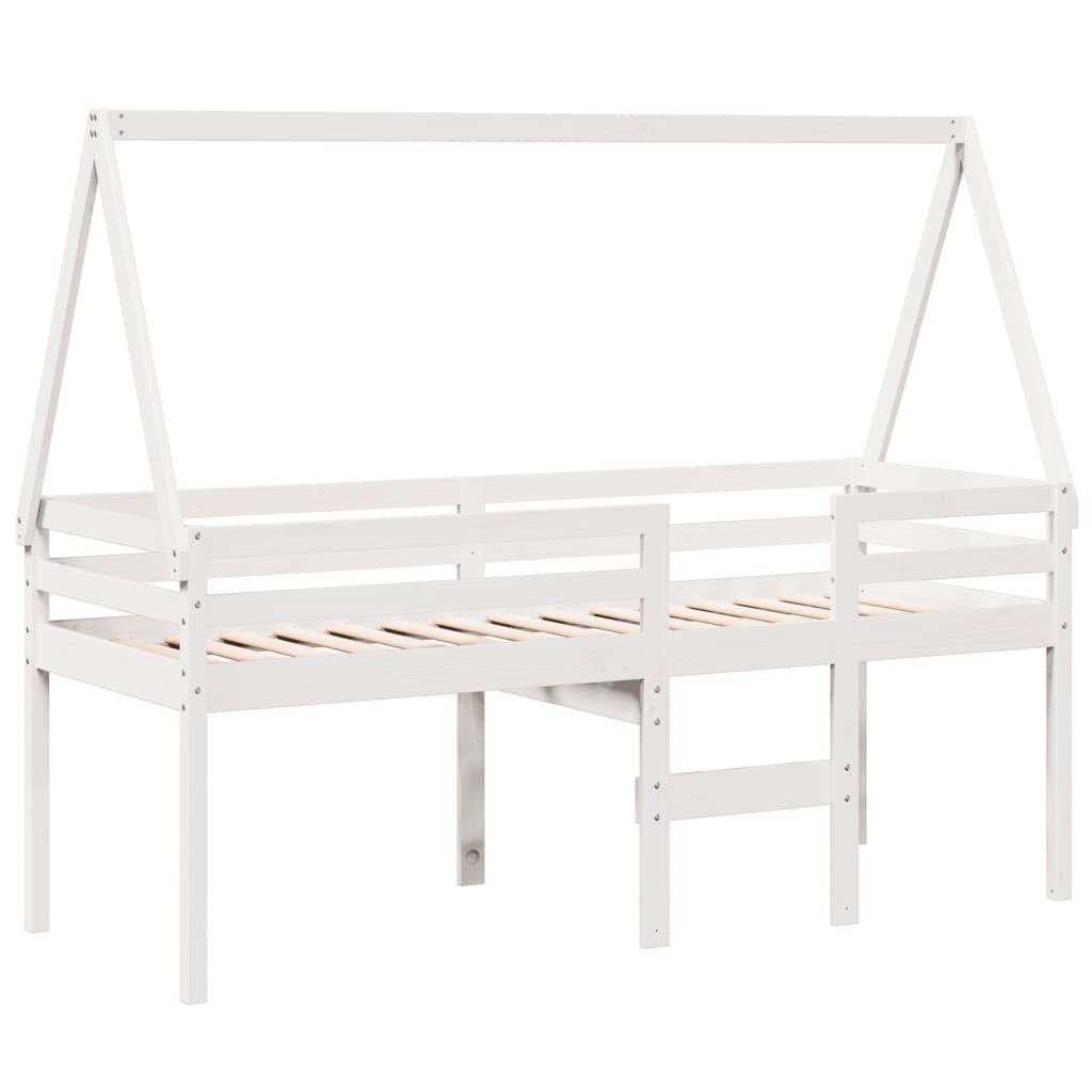 Visoki krevet s krovom bijeli 80 x 200 cm od masivne borovine