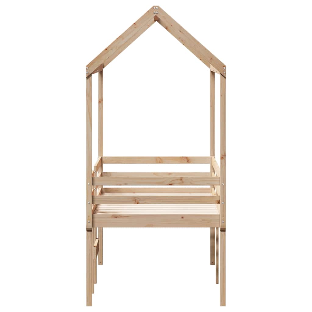 Visoki krevet s krovom 90 x 200 cm od masivne borovine