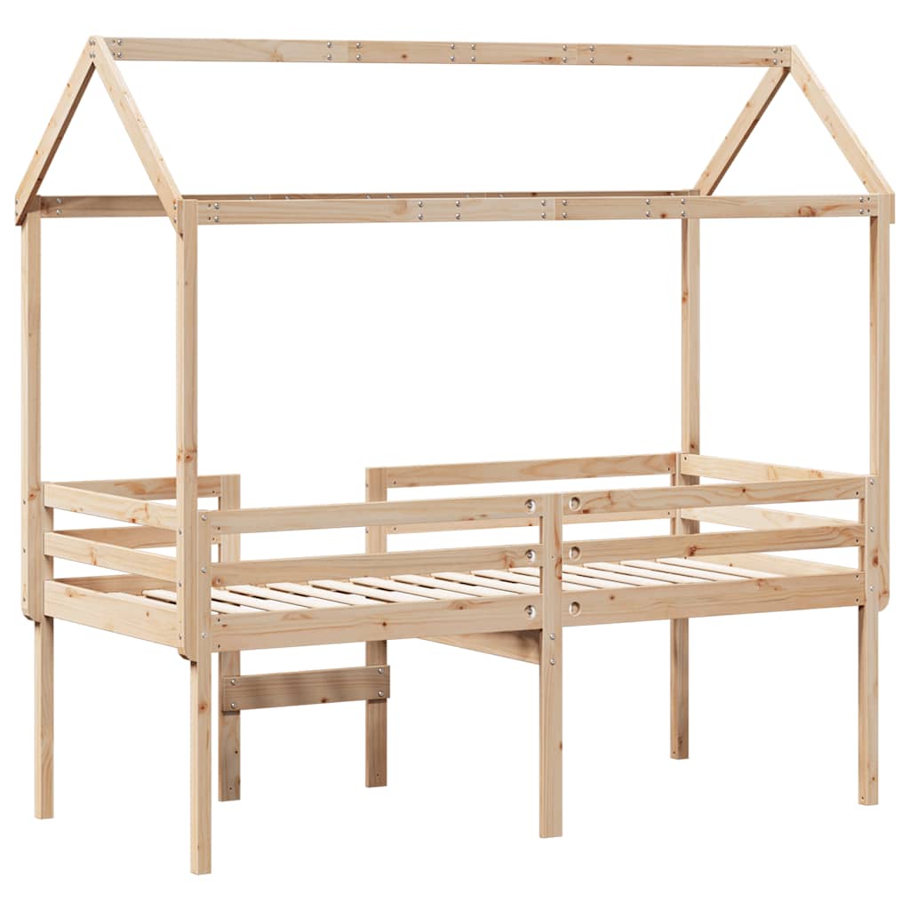 Visoki krevet s krovom 90 x 200 cm od masivne borovine