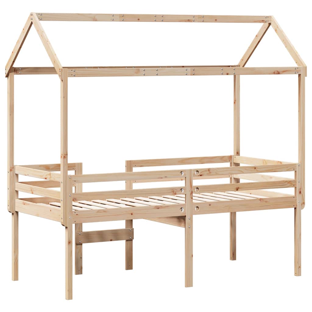 Visoki krevet s krovom 90 x 190 cm od masivne borovine