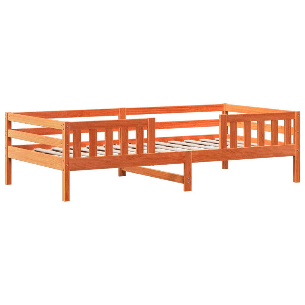 Okvir kreveta s krovom voštano smeđi 75x190 cm masivna borovina